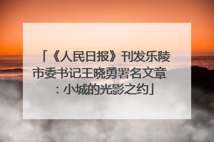 《人民日报》刊发乐陵市委书记王晓勇署名文章：小城的光影之约