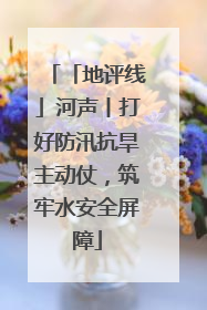 「地评线」河声丨打好防汛抗旱主动仗，筑牢水安全屏障
