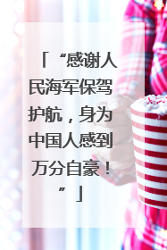 “感谢人民海军保驾护航，身为中国人感到万分自豪！”