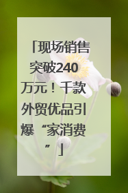 现场销售突破240万元！千款外贸优品引爆“家消费”