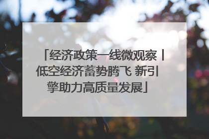 经济政策一线微观察丨低空经济蓄势腾飞 新引擎助力高质量发展