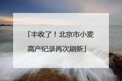 丰收了！北京市小麦高产纪录再次刷新