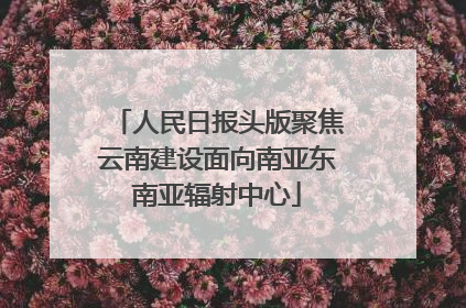 人民日报头版聚焦云南建设面向南亚东南亚辐射中心