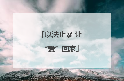 以法止暴 让“爱”回家