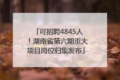 可招聘4845人！湖南省第六期重大项目岗位归集发布