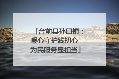台前县孙口镇：暖心守护践初心 为民服务显担当