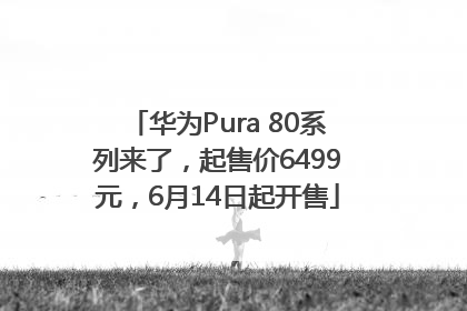 华为Pura 80系列来了，起售价6499元，6月14日起开售