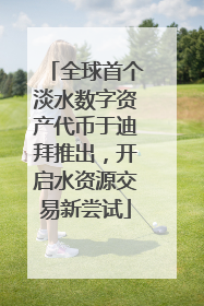 全球首个淡水数字资产代币于迪拜推出，开启水资源交易新尝试