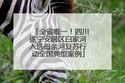 全省唯一！四川遂宁安居区白家河入选母亲河复苏行动全国典型案例