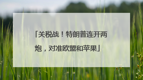 关税战！特朗普连开两炮，对准欧盟和苹果