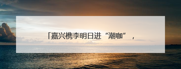 嘉兴槜李明日进“潮咖”，想来嘬一口的，速来报名