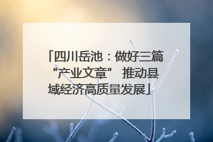 四川岳池：做好三篇“产业文章” 推动县域经济高质量发展