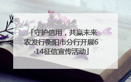 守护信用，共赢未来 农发行衡阳市分行开展6·14征信宣传活动
