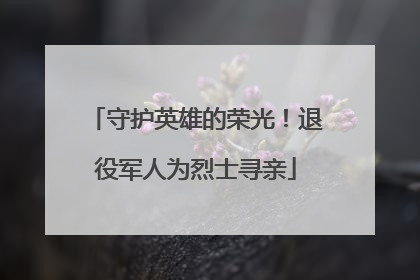 守护英雄的荣光！退役军人为烈士寻亲