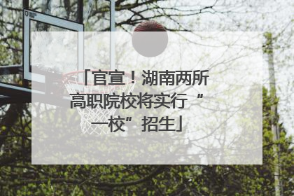 官宣！湖南两所高职院校将实行“一校”招生
