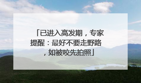 已进入高发期，专家提醒：最好不要走野路，如被咬先拍照