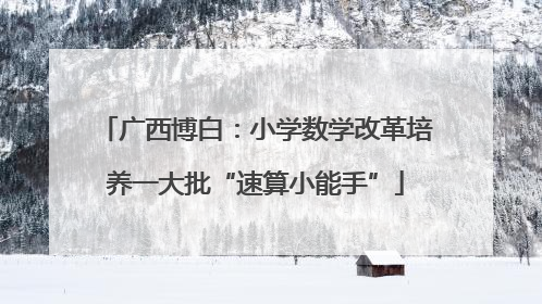 广西博白：小学数学改革培养一大批“速算小能手”