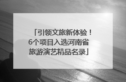 引领文旅新体验！6个项目入选河南省旅游演艺精品名录