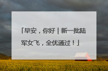 早安，你好｜新一批陆军女飞，全优通过！
