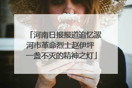 河南日报报道追忆漯河市革命烈士赵伊坪 一盏不灭的精神之灯