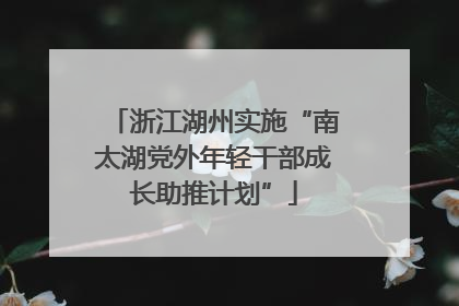 浙江湖州实施“南太湖党外年轻干部成长助推计划”
