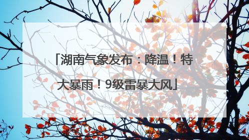 湖南气象发布：降温！特大暴雨！9级雷暴大风