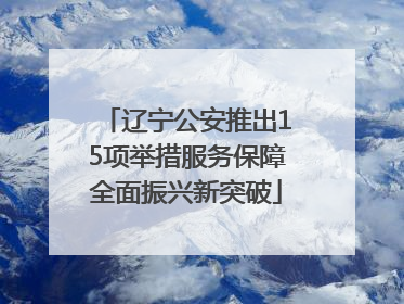 辽宁公安推出15项举措服务保障全面振兴新突破