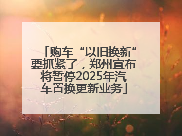 购车“以旧换新”要抓紧了，郑州宣布将暂停2025年汽车置换更新业务