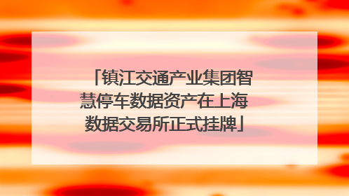 镇江交通产业集团智慧停车数据资产在上海数据交易所正式挂牌