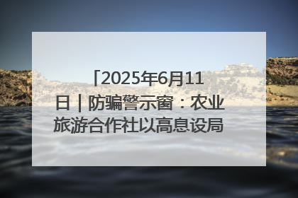 2025年6月11日｜防骗警示窗：农业旅游合作社以高息设局，集资380万